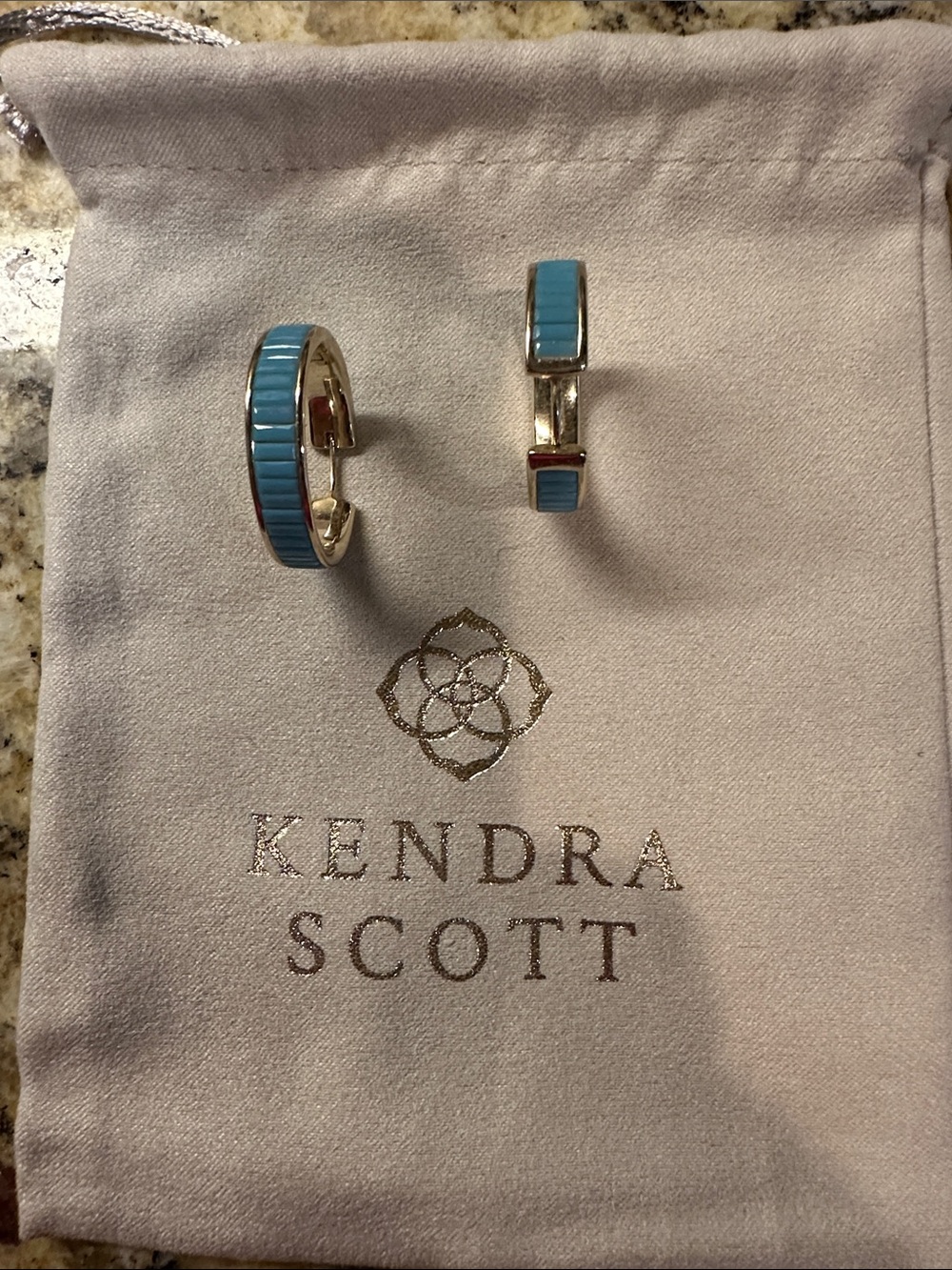 Kendra Scott Gold Hoop Earrings with Turquoise Inlay